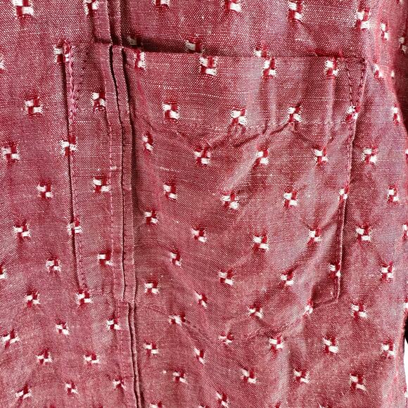 Cubavera Men's Large Red & White Embroidered Linen Blend S/S Button Up Shirt - Picture 6 of 8